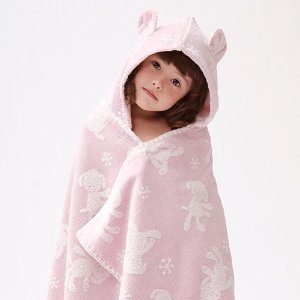 今治タオル コンテックス 名入れ刺繍代込 ギンガムマカロン フード付きバスタオル(ピンク,0～3歳用,1枚) 専用ギフトボックス、オリジナルのし・メッセージカード対応