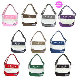 【名入れ　ギフト】【送料無料】【2色+マーク2個 刺繍込み のお得な セット商品】【HELLO TOTE BAG/ハロートートバッグ】メッセンジャーバッグ [出産祝い/内祝い/誕生日/名入れ/ギフト/ハロートート/hello tote/メッセンジャー/messenger/幼稚園バッグ]