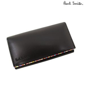 ポールスミス ストライプポイント レザーキーケース/ブラック[PSY052]Paul Smith
