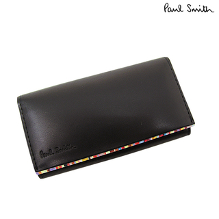 ポールスミス ストライプポイント レザーキーケース/ブラック[PSY052]Paul Smith